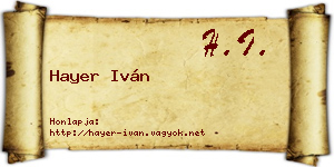 Hayer Iván névjegykártya